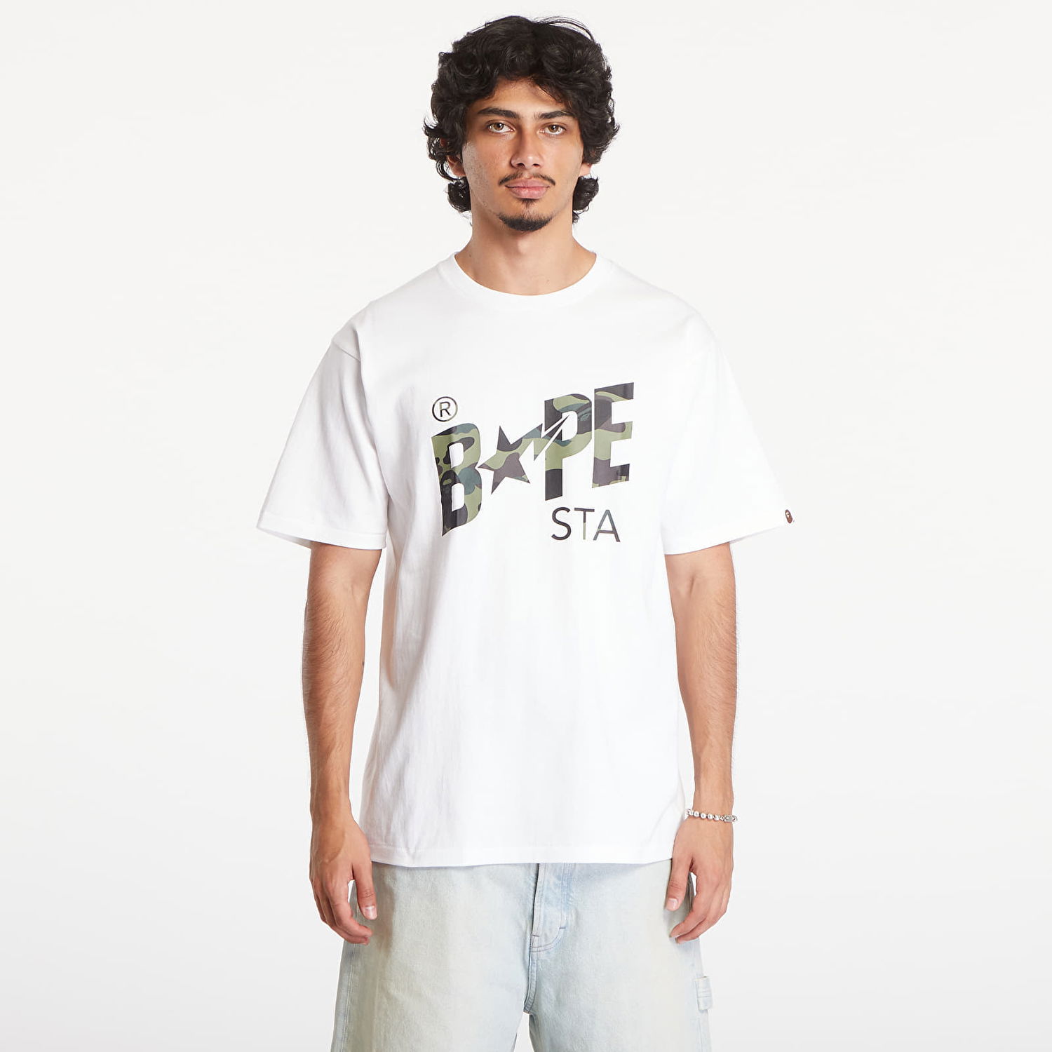 Tričko BAPE A BATHING APE 1St Camo Bape Sta Short Sleeve Tee White/ Green Biela | 001TEK801014M WH0, 0