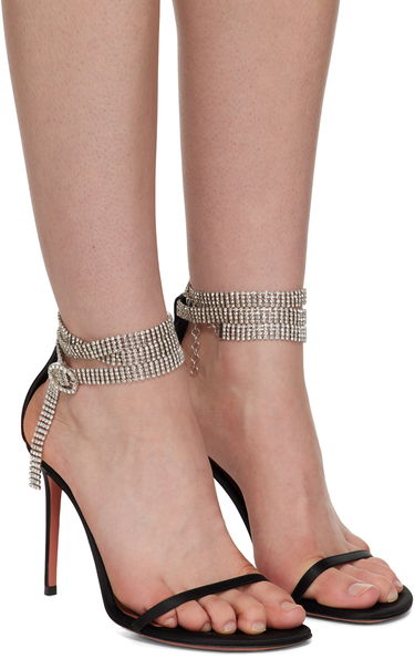 Doplnky Amina Muaddi Amina Muaddi Giorgia Crystal Heeled Sandals Čierna | GIORGIA CRYSTAL ST SATIN, 3