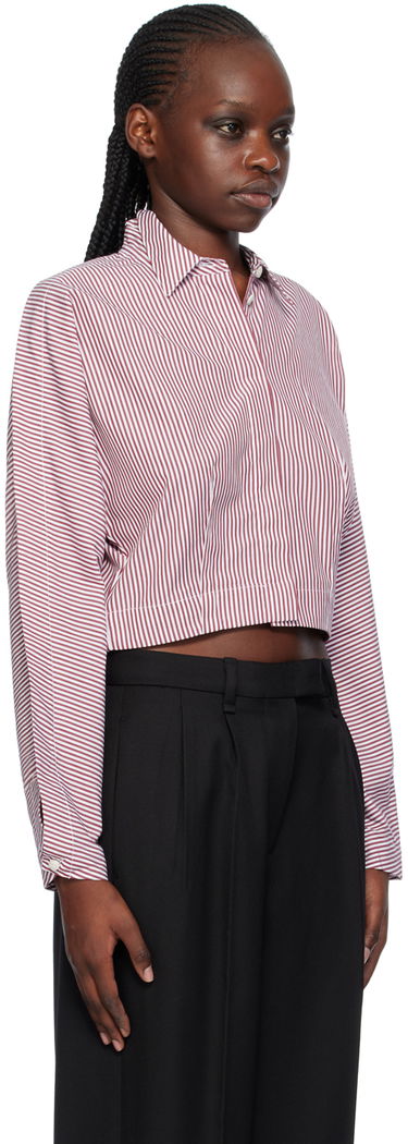 Košeľa rag & bone Morgan Striped Cropped Shirt Červená | WAW23HA0214621, 1