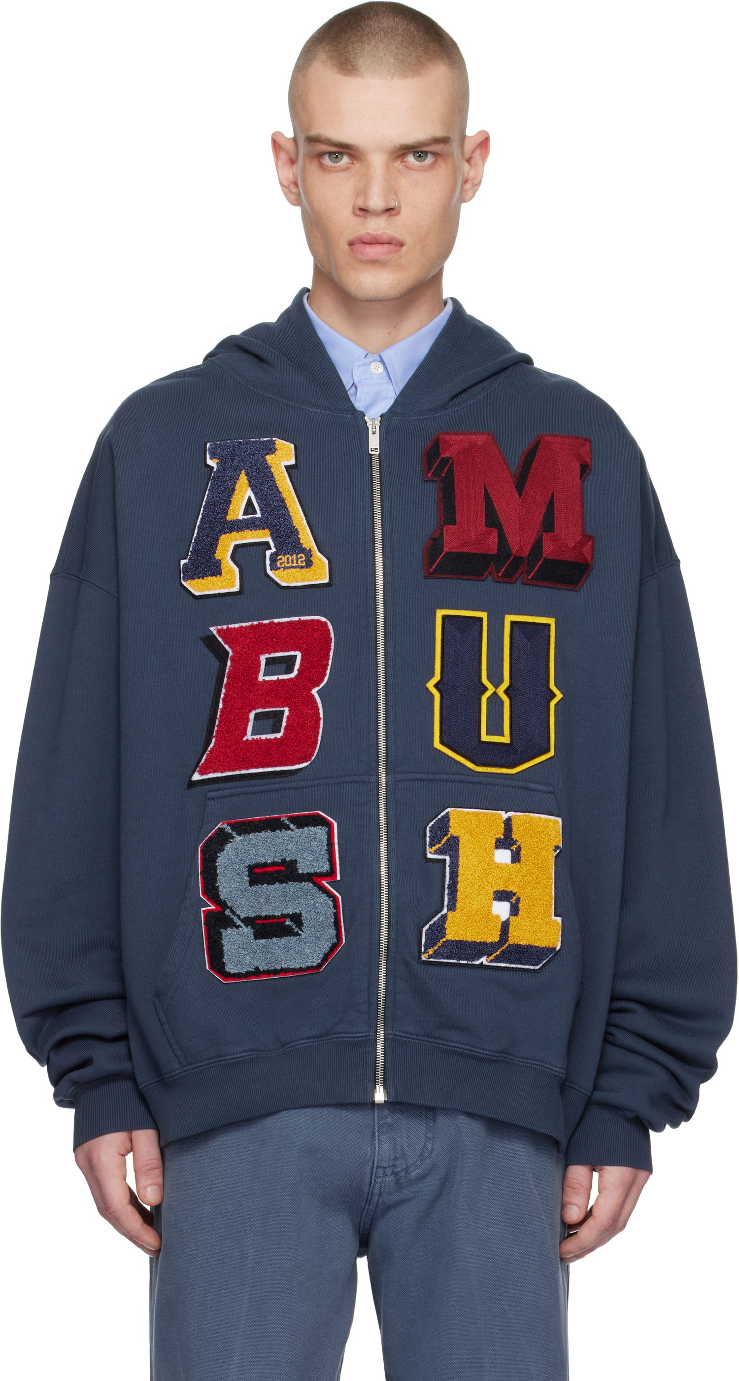 Mikina Ambush Zip Up Hoodie With Appliquéd Logo Navy | BMBE003F24FLE0014545, 0