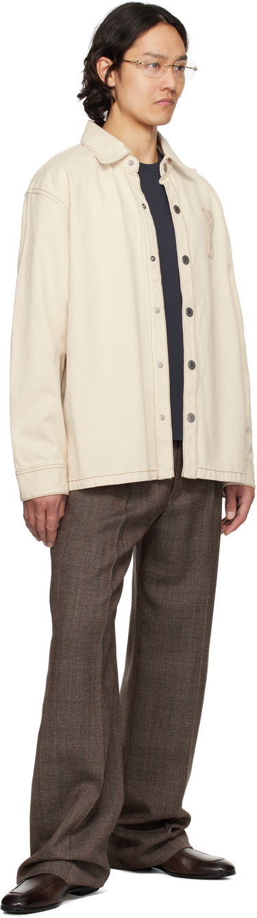 Košeľa AMI AMI Paris Cotton Ami de Coeur Denim Overshirt Béžová | HJK275.DE0039, 3