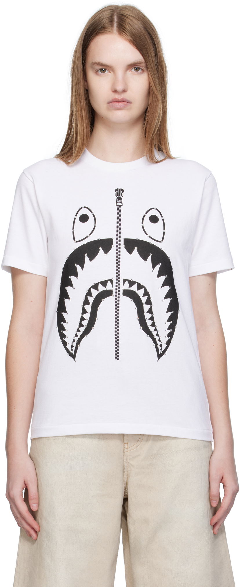 Tričko BAPE Crystal Stone Shark Graphic T-Shirt Biela | 001TEL302065L