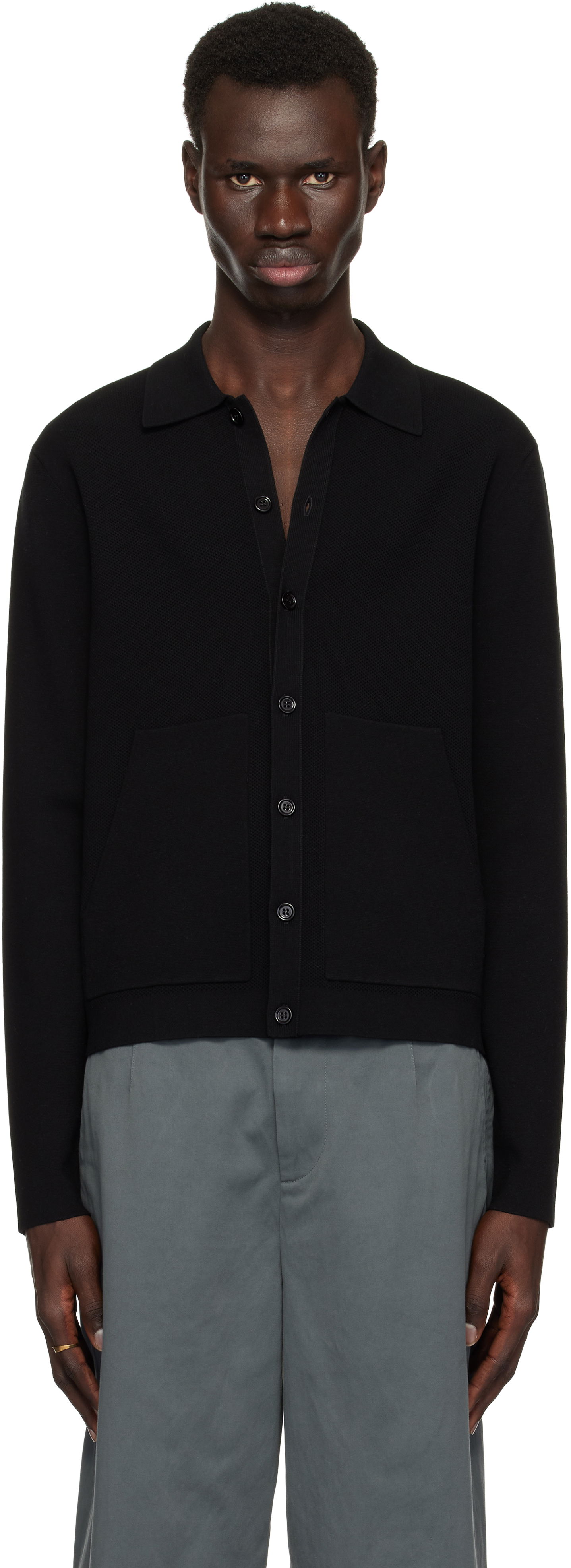 Sveter Dries Van Noten Dries Van Noten Spread Collar Knit Cardigan Čierna | 251-021228-1701, 0