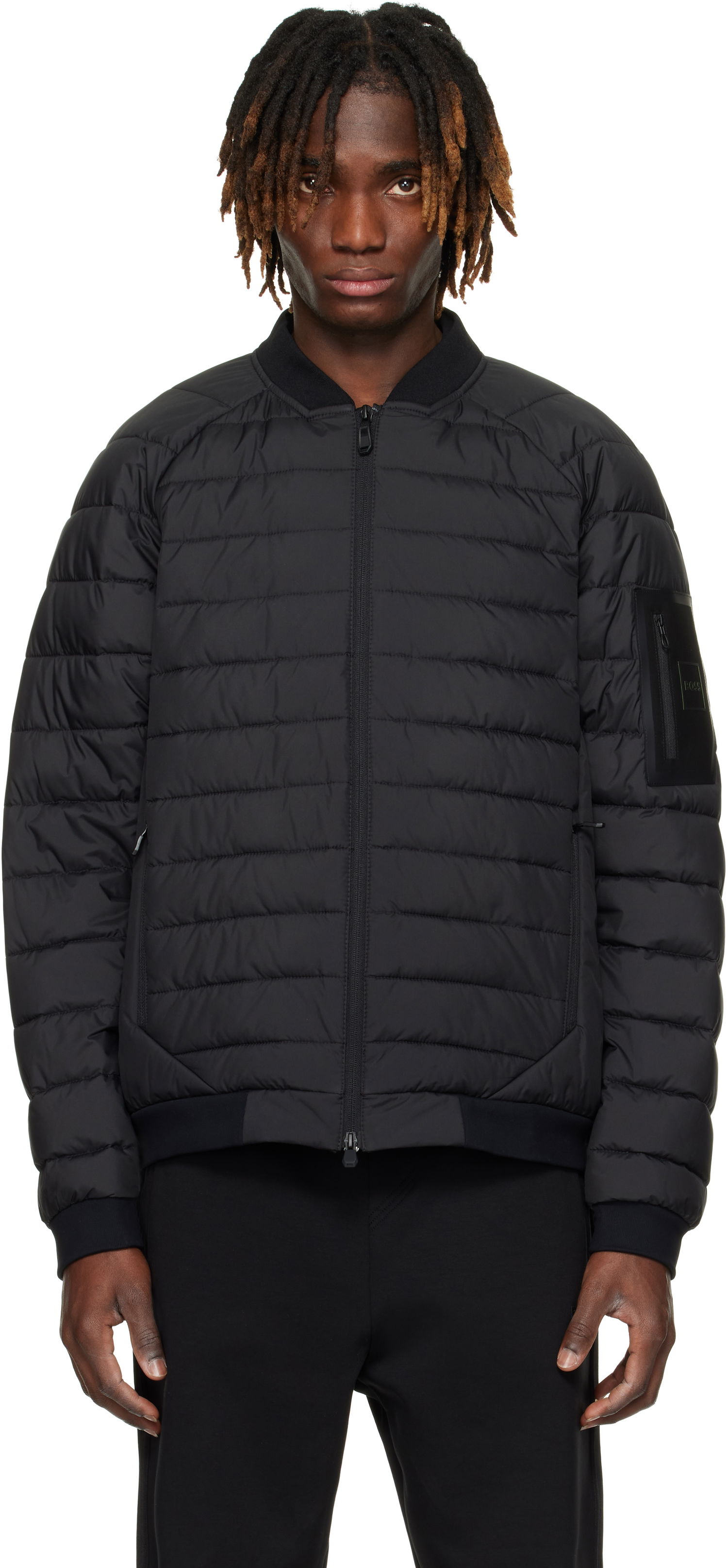 Bomber bunda BOSS BOSS Water-Repellent Quilted Bomber Jacket Čierna | 50529693, 0