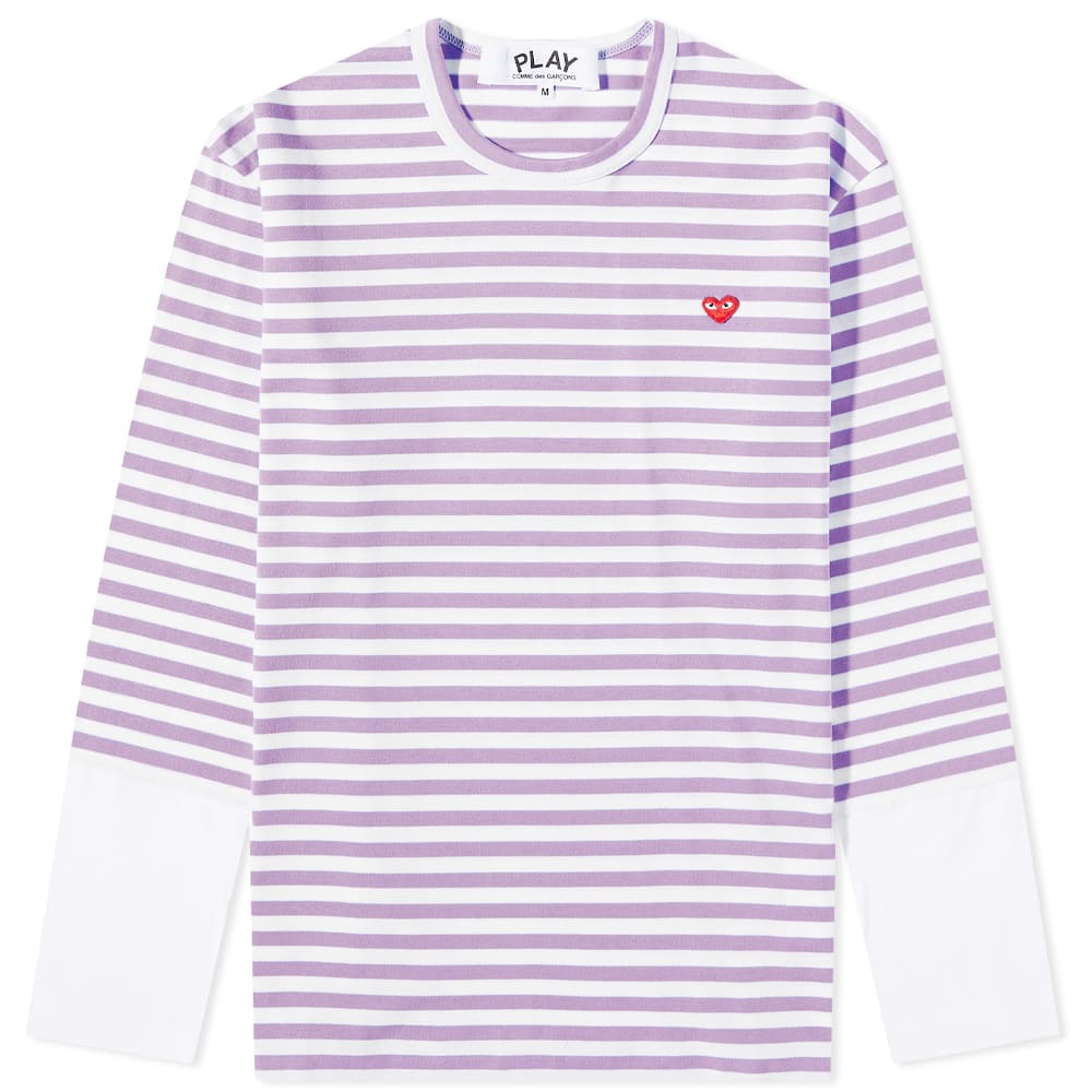 Tričko Comme des Garçons Play Stripe Contrast Sleeve Tee Fialová | P1T320-4, 0