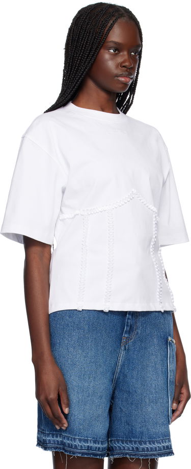 Tričko GANNI Ganni Cotton Tie Back T-Shirt Biela | T4149, 1