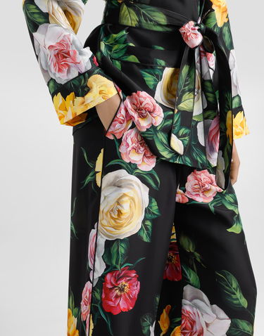 Pyžamo Dolce & Gabbana Dolce & Gabbana Silk Habotai Peony And Rose Print Pajama Pants Čierna | FTAMPTIS1XJHN5IY, 3