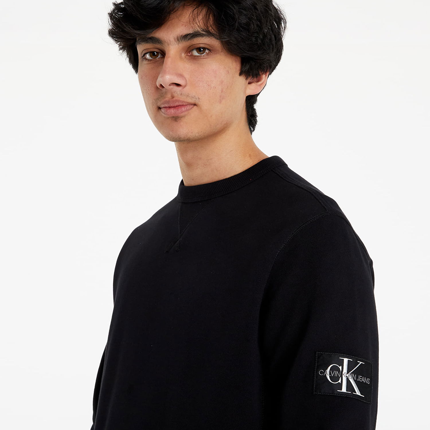 Mikina CALVIN KLEIN Monogram Sleeve Badge Crew Sweat CK Čierna | J30J314035-BAE, 0