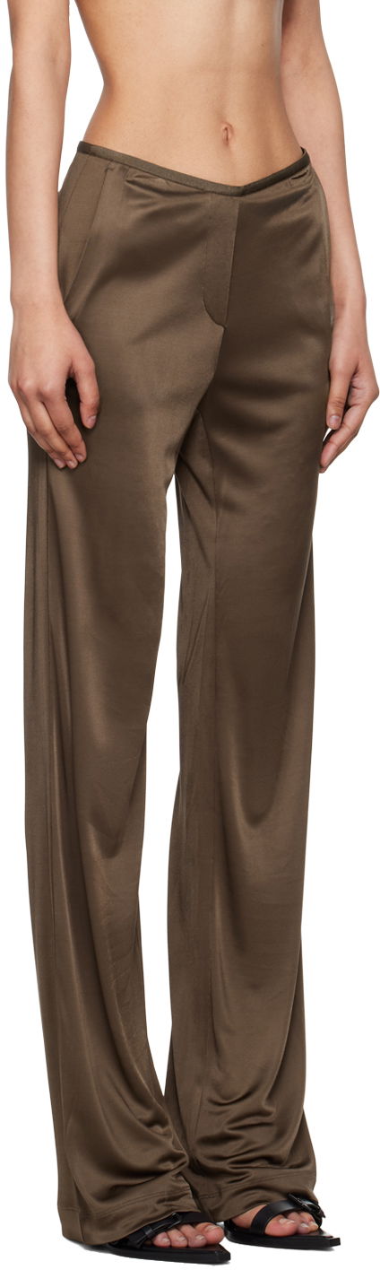 Nohavice Helmut Lang Helmut Lang Car Satin Trousers Hnedá | O02HW205, 1