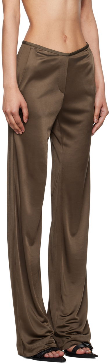 Nohavice Helmut Lang Helmut Lang Car Satin Trousers Hnedá | O02HW205, 1