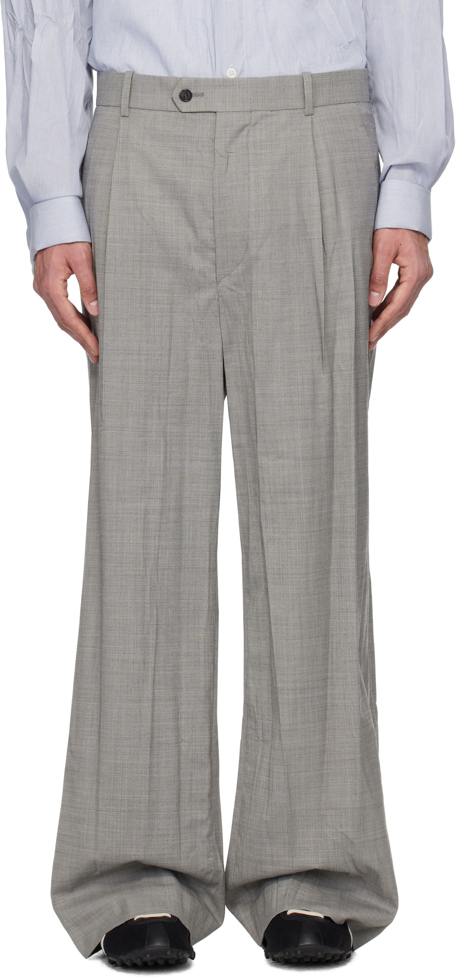 Nohavice HED MAYNER Hed Mayner Crinkled Trousers Šedá | HMMA30031A-HA150, 0