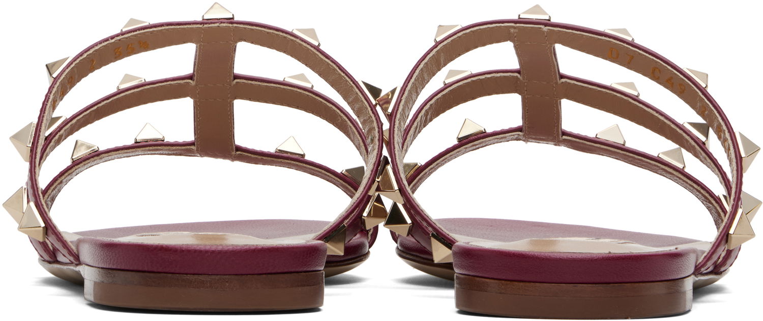 Tenisky a topánky Valentino Valentino Garavani Rockstud Flat Slide Sandals Vínová | 7W2S0C49VOD, 1