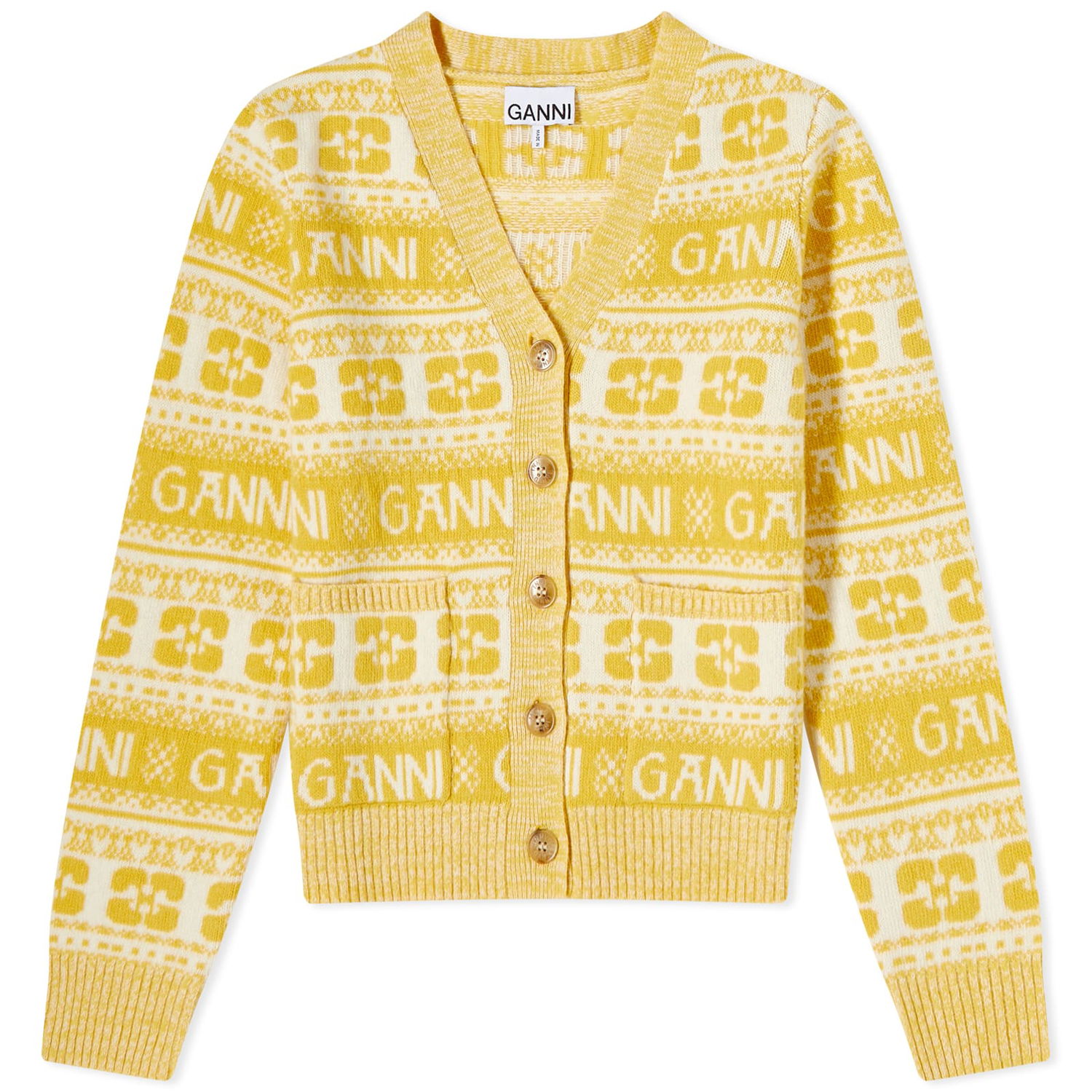 Sveter GANNI Logo Cardigan Žltá | K1901-342, 0