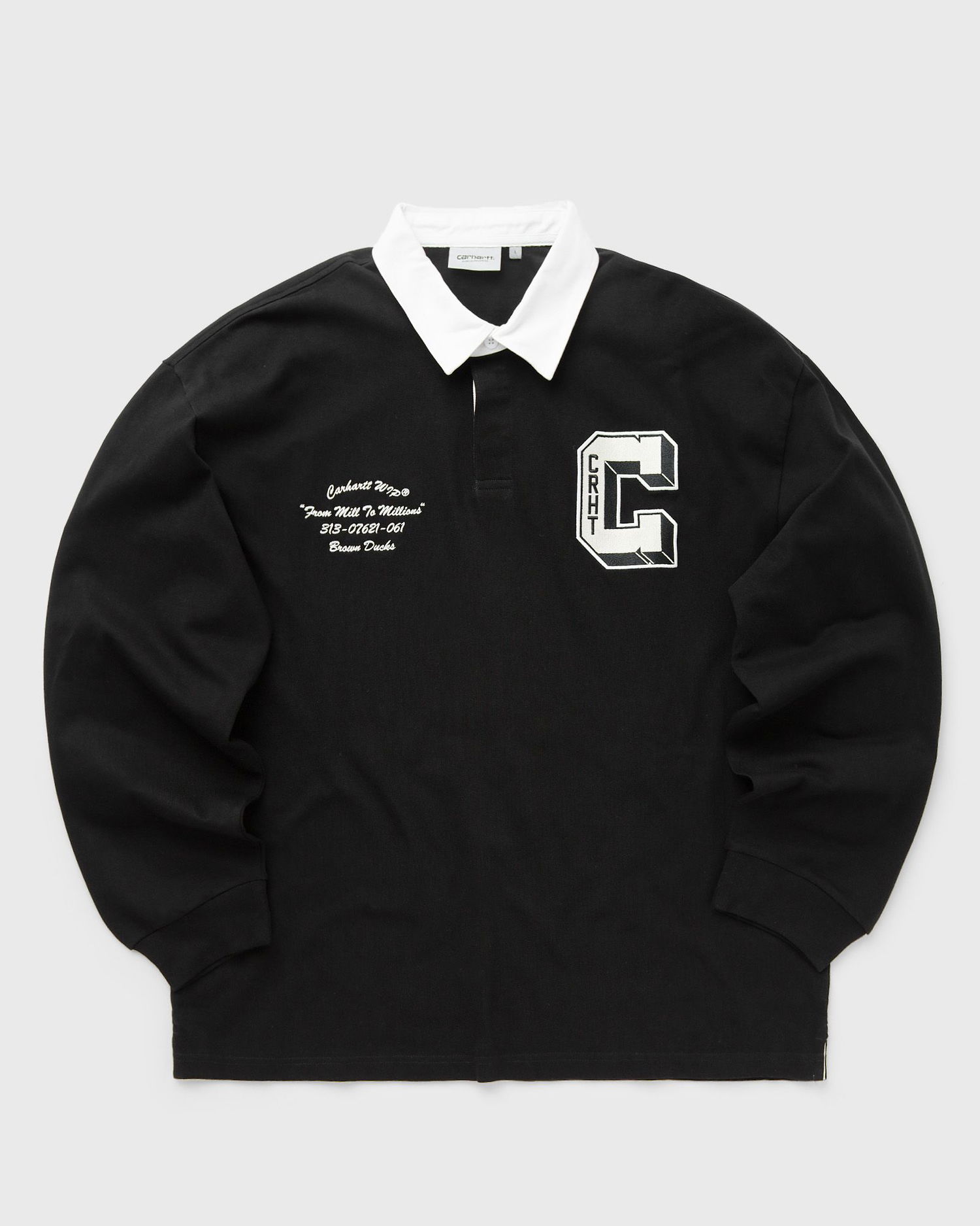 Polo tričko Carhartt WIP Rugby Shirt Long Sleeve Čierna | I033832-0D2.XX, 0