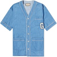 Washed Denim Logo Bowling Shirt