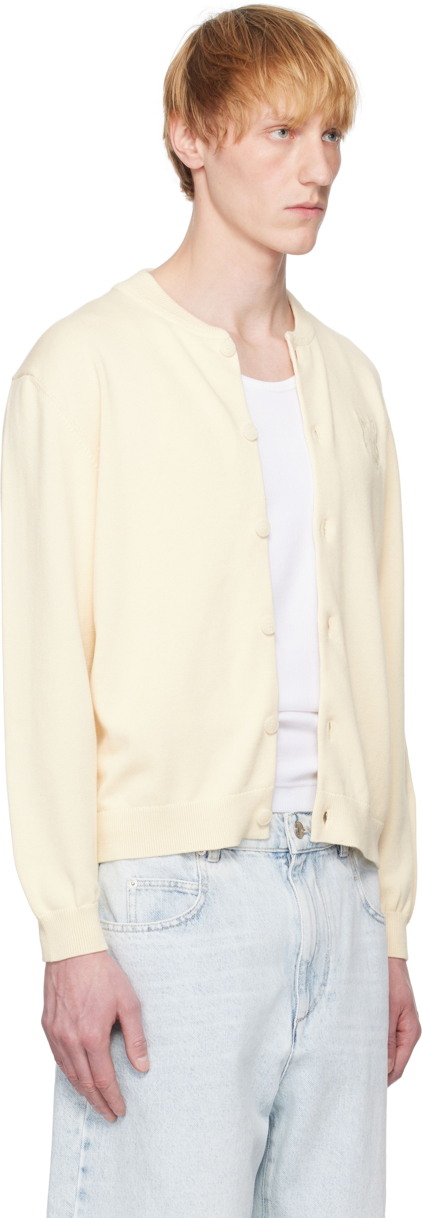Sveter MAISON KITSUNÉ Maison Kitsuné Fox Head Embroidered Cardigan Žltá | OM02135KT1135, 1