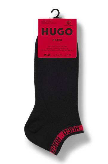Ponožky BOSS Two-pack of ankle-length socks with logos Čierna | 50516394, 1
