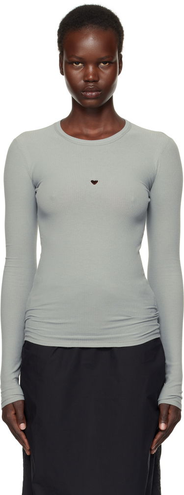 Sveter Baserange Baserange Heart Cutout Long Sleeve T-Shirt Šedá | TOHLS-RB-SP25, 0