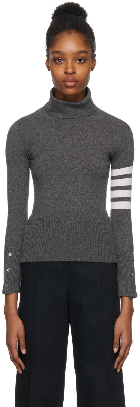 Sveter Thom Browne Thom Browne Cashmere Classic Turtleneck Šedá | FKA117A-00011, 0