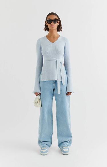 Tričko AXEL ARIGATO Tube Rib-Knit Wrap Top Modrá | A0948004, 4