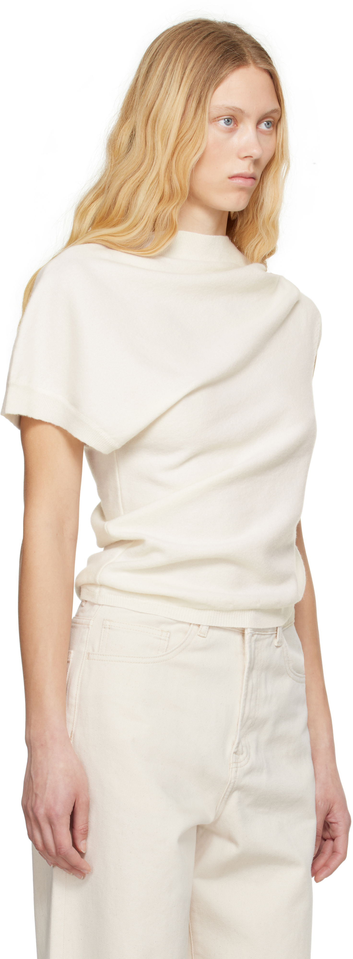 Sveter Róhe Róhe Deconstructed Knitted T-Shirt Biela | 415-23-337, 1