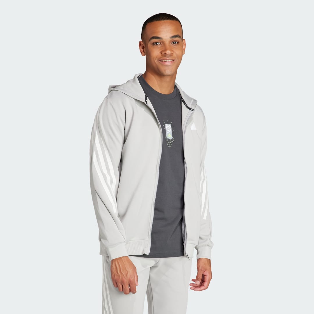 Mikina adidas Performance Sportswear Future Icons 3-Stripes Full Zip Hoodie Biela | IR9157, 1