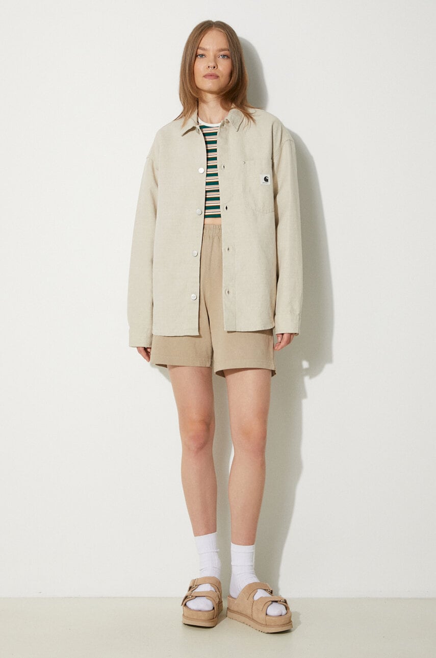 Košeľa Carhartt WIP Ethel Shirt Jac Relaxed Linen Blend Classic Collar Béžová | I033569.502, 1