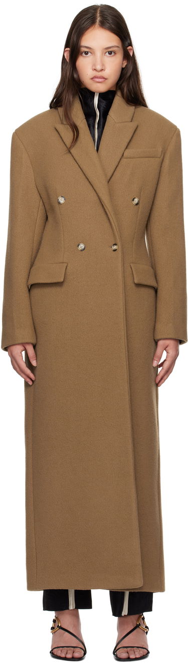 Kabáty Nanushka Nanushka Ferris Double-Breasted Long Coat Hnedá | NW24FWOW40076, 0