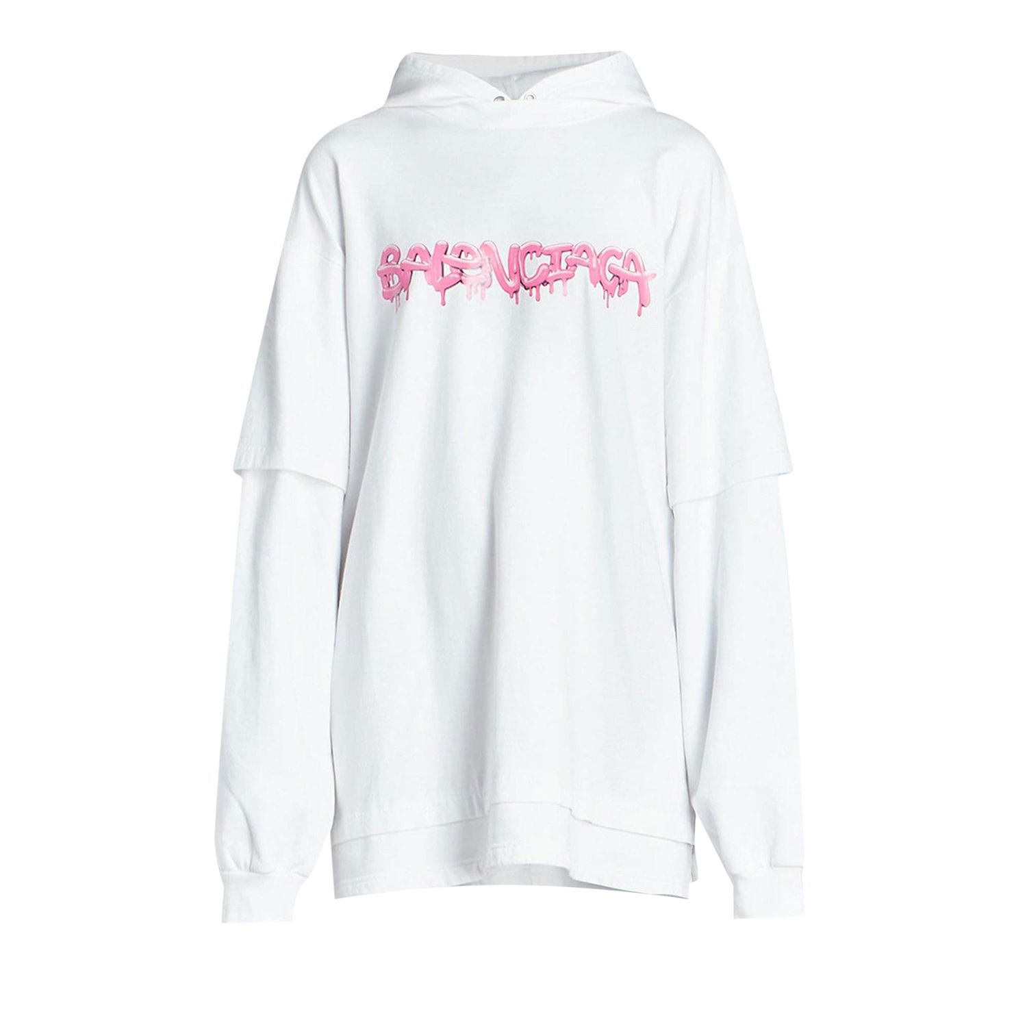 Mikina Balenciaga Double Sleeve Hoodie Biela | 681029 TLVF1 0901, 1
