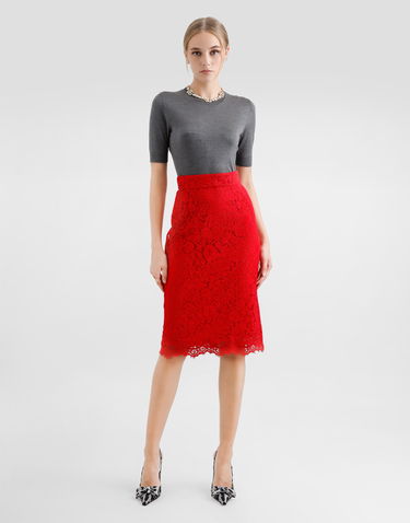 Sukňa Dolce & Gabbana Lace Midi Pencil Skirt Červená | F4C2MTHLMIIR0026, 1