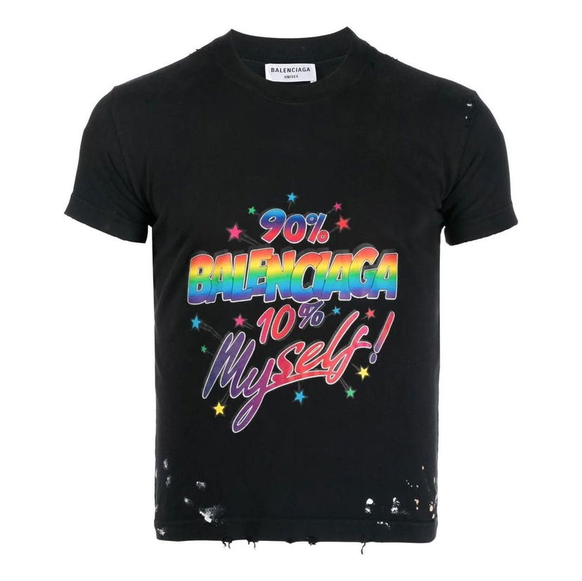Tričko Balenciaga Balenciaga Distressed Graphic Jersey T-Shirt Čierna | 612964TMVH31055