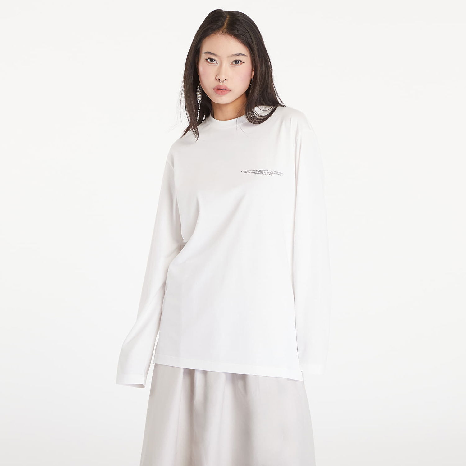 Tričko Y-3 Logo Long Sleeve Tee UNISEX Core White Biela | JE9279, 0