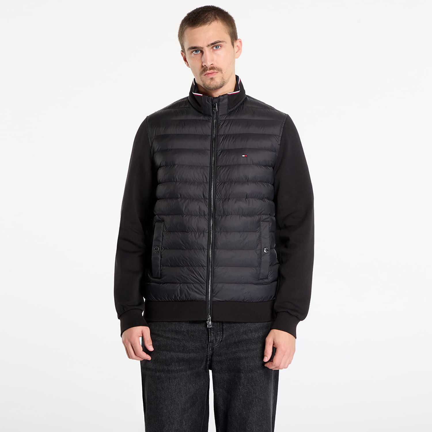 Prešívaná bunda Tommy Hilfiger Jacket Mix Media Ess Rwb Stand Collar Čierna | MW0MW41329 BDS, 0