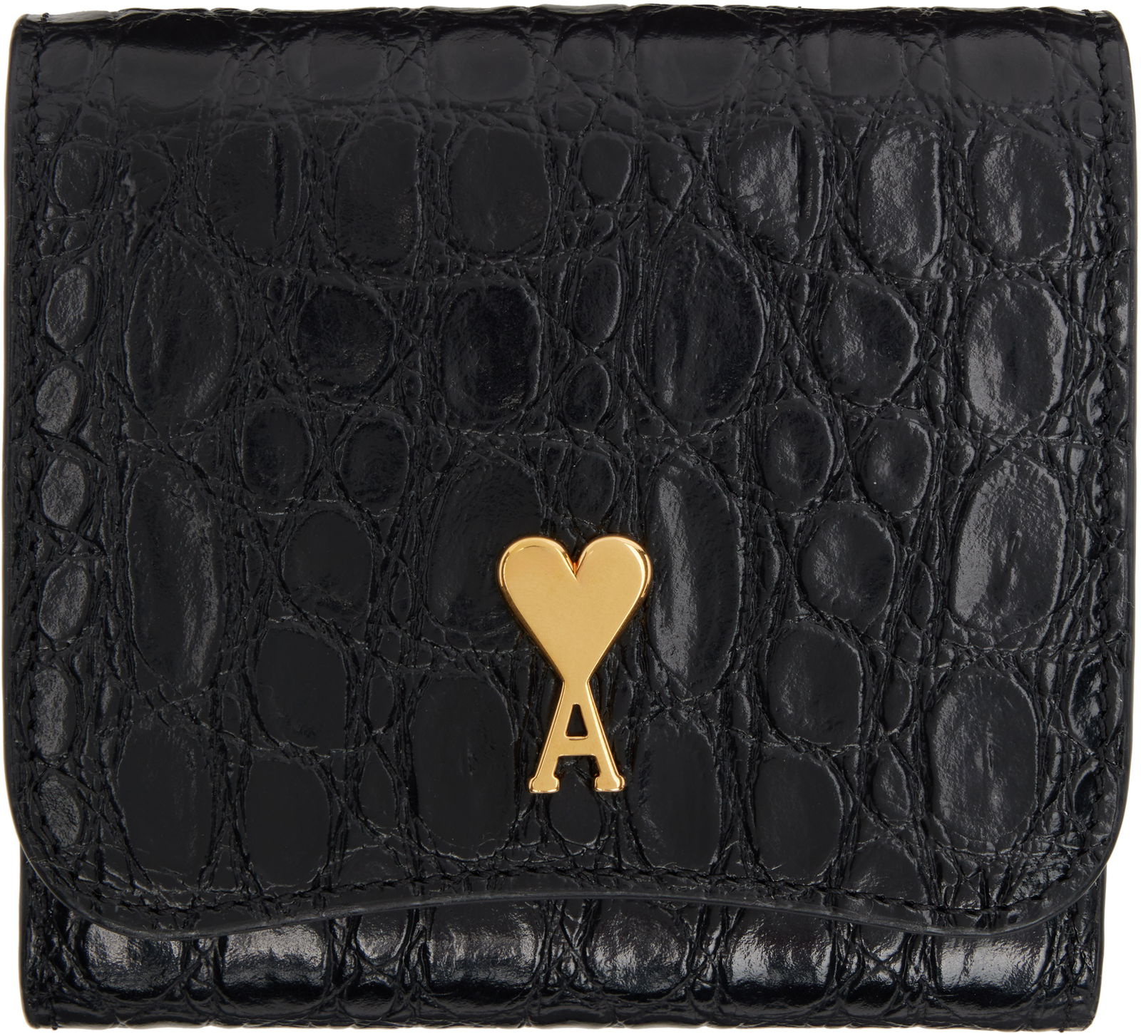 Crocodile-Embossed Compact Wallet