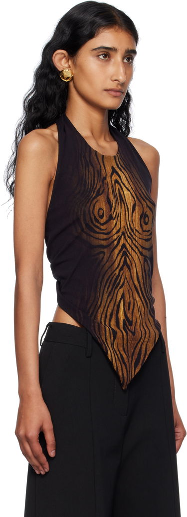 Tielko Jean Paul Gaultier Jean Paul Gaultier Scarf Print Wood Halter Top Čierna | 25/03-W-TO316-M002P-0060, 1