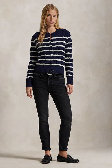 Sveter Polo by Ralph Lauren Navy Blue & White Striped Cardigan Modrá | 211947909, 2