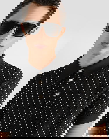 Polo tričko Dolce & Gabbana Micro-dot Stitch Knitted Polo Shirt with Pearl Buttons Čierna | GXZ02ZJGMFBN0004, 3