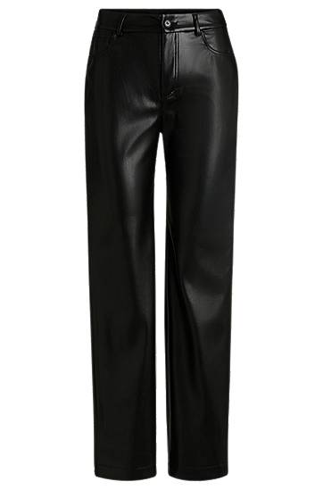 Nohavice BOSS Faux Leather Five-Pocket Trousers Čierna | 50534543, 0