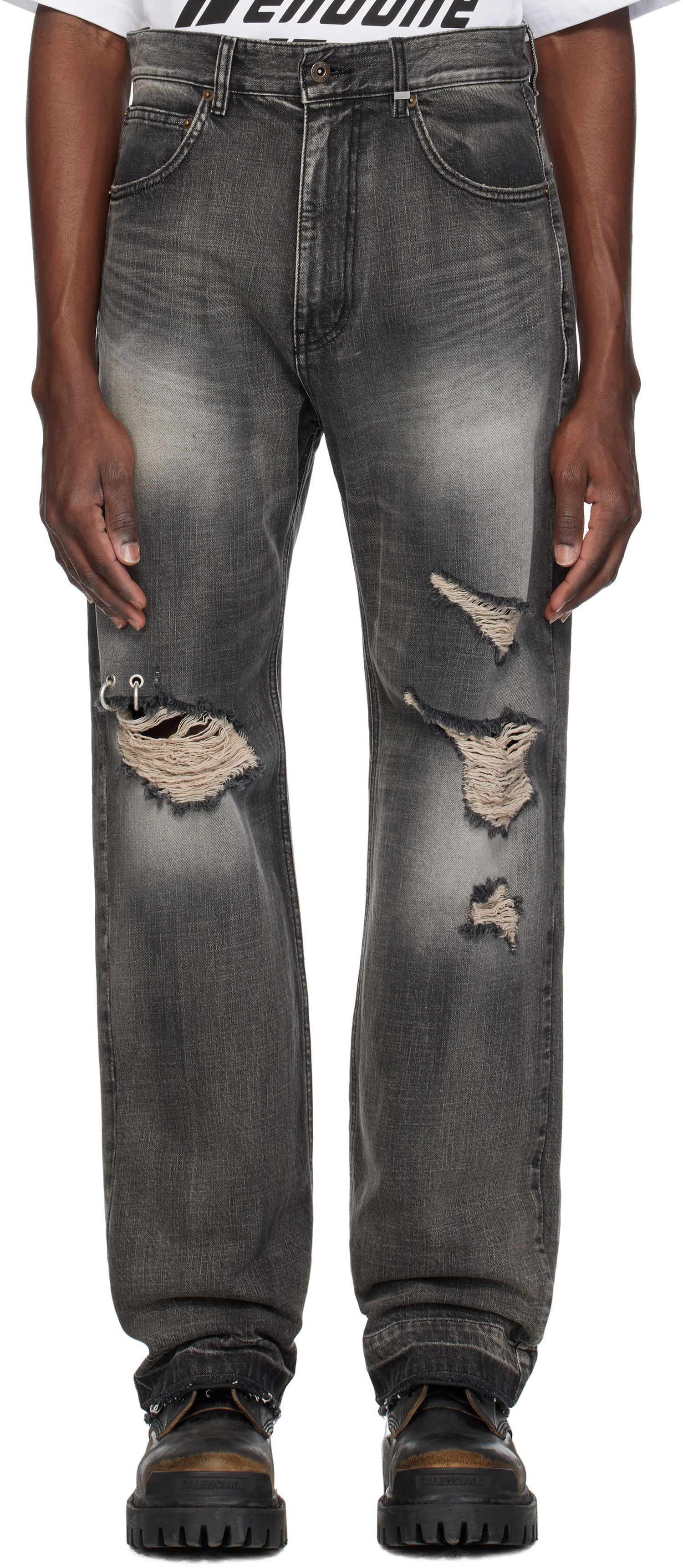 Džínsy We11done We11done Distressed Jeans Šedá | WD-DP0-25-333-M-BK, 0