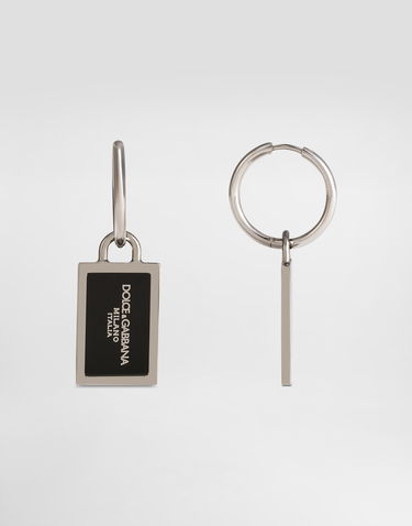 Náušnice Dolce & Gabbana Dolce & Gabbana Logo Enamel Creole Earrings Metalická | WER1D1W1111G7657, 1