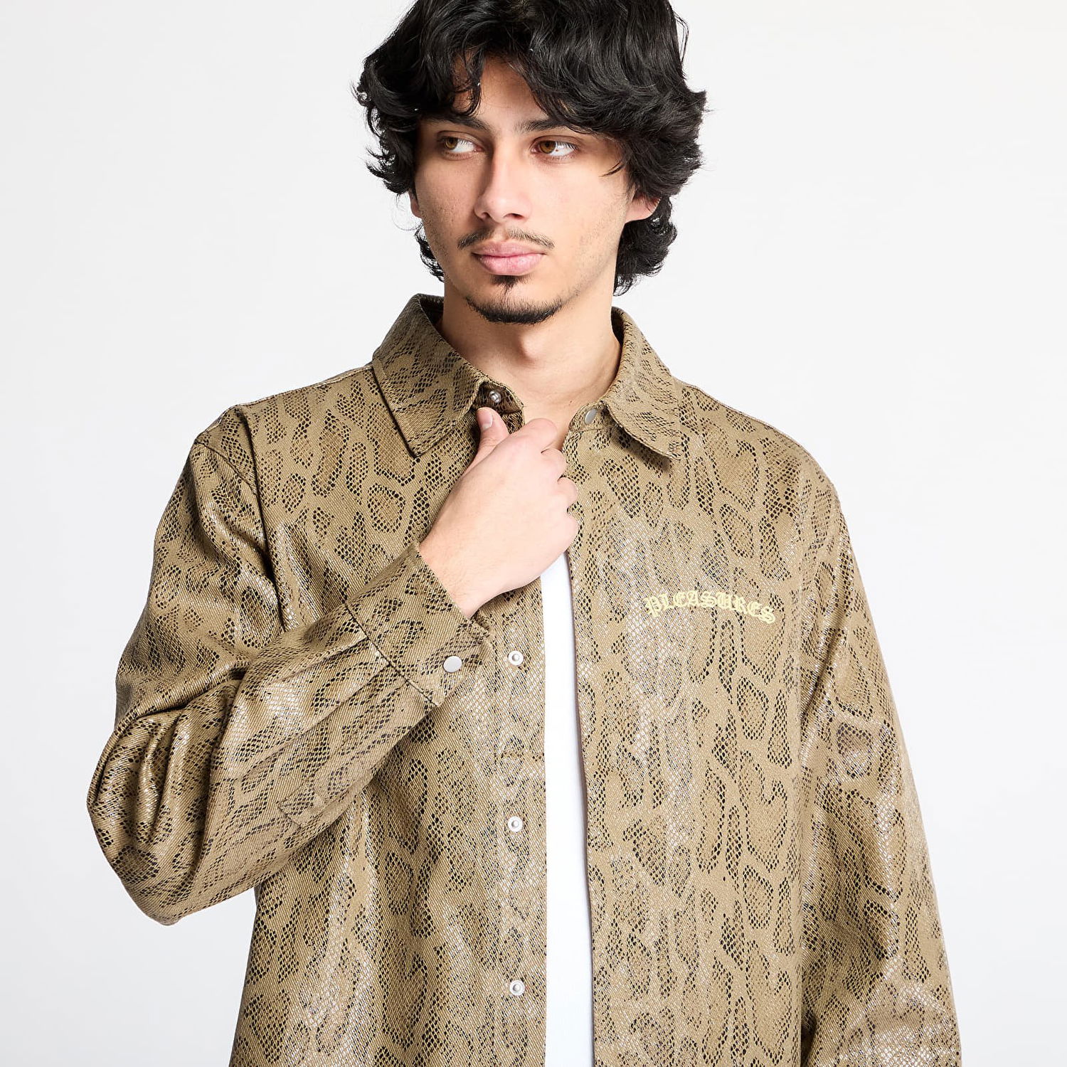 Košeľa Pleasures PLEASURES Anaconda Overshirt Hnedá | P25SP004 BROWN, 1