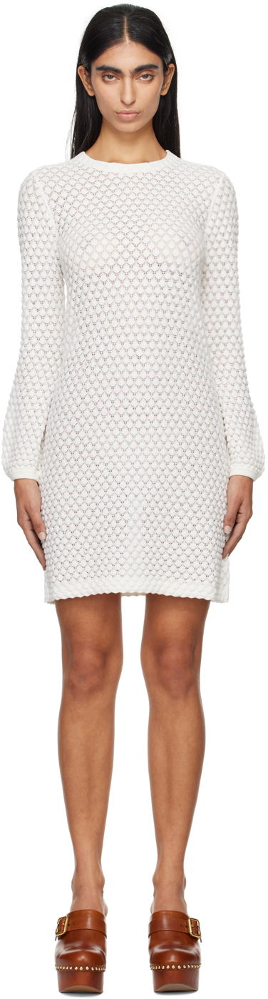 Mikina CHLOÉ Chloé Off-White Crewneck Minidress Biela | CHC24AMR03630