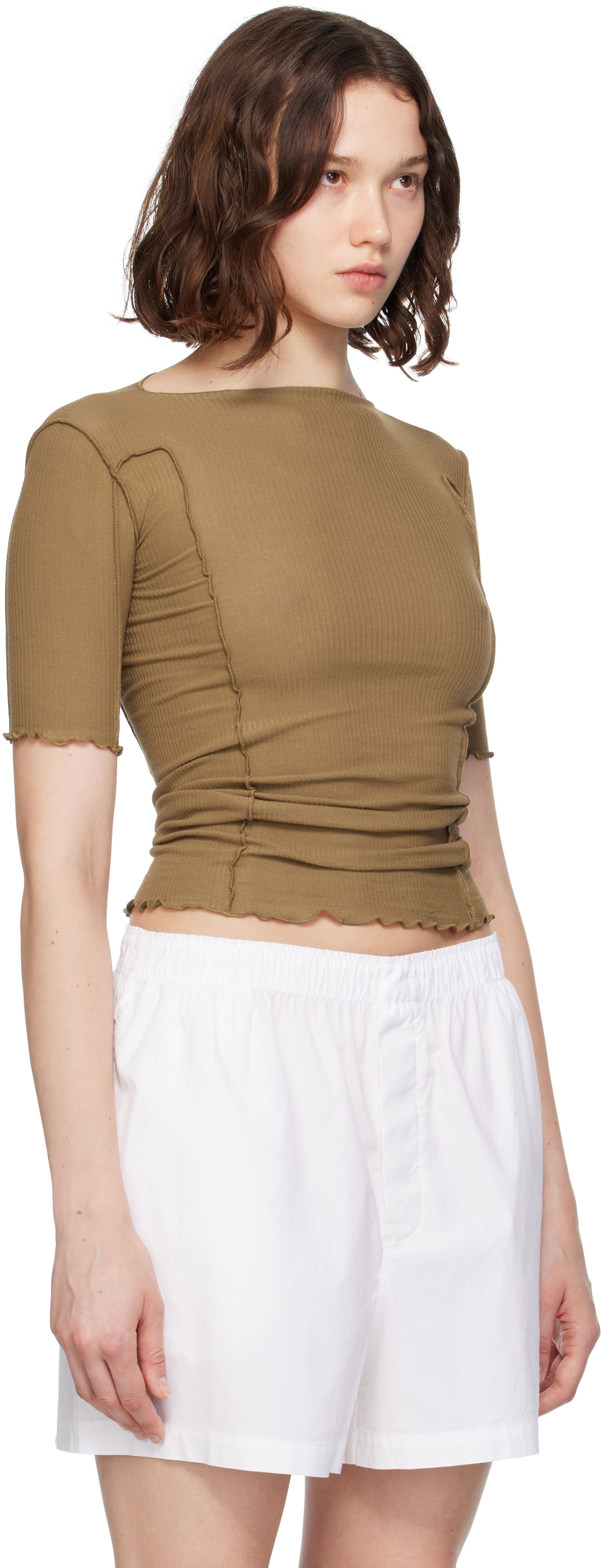Tričko Baserange Baserange Omato 3/4 Sleeve T-Shirt Hnedá | TTO3-RB-SU25, 1