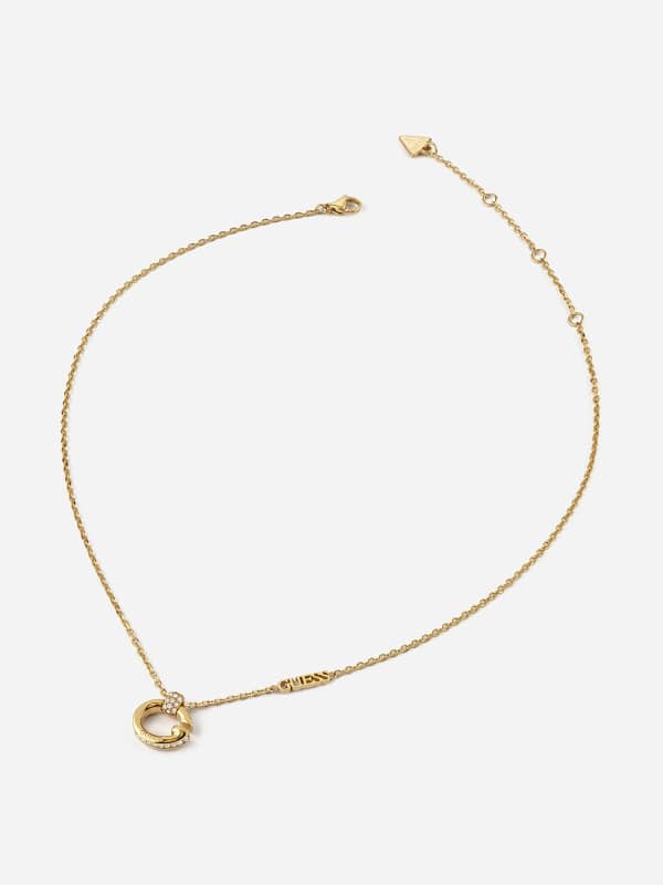Náhrdelník GUESS Golden Chain With Crystal G Letter Pendant Metalická | JUBN04518JW, 0