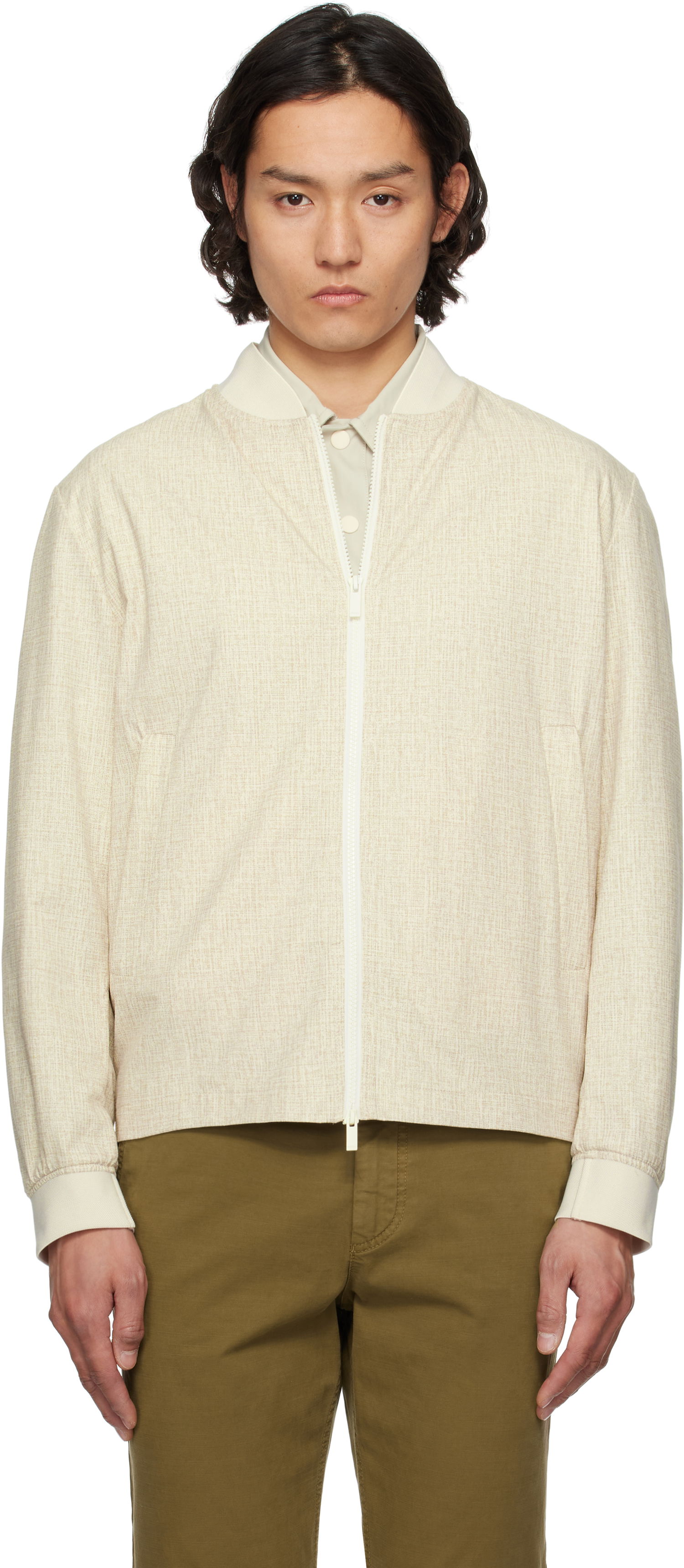 Bomber bunda BOSS BOSS Slim-Fit Bomber Jacket Béžová | 50539477, 0