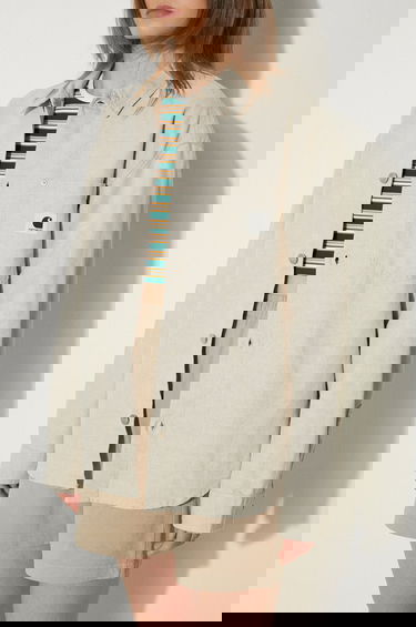 Košeľa Carhartt WIP Ethel Shirt Jac Relaxed Linen Blend Classic Collar Béžová | I033569.502, 4