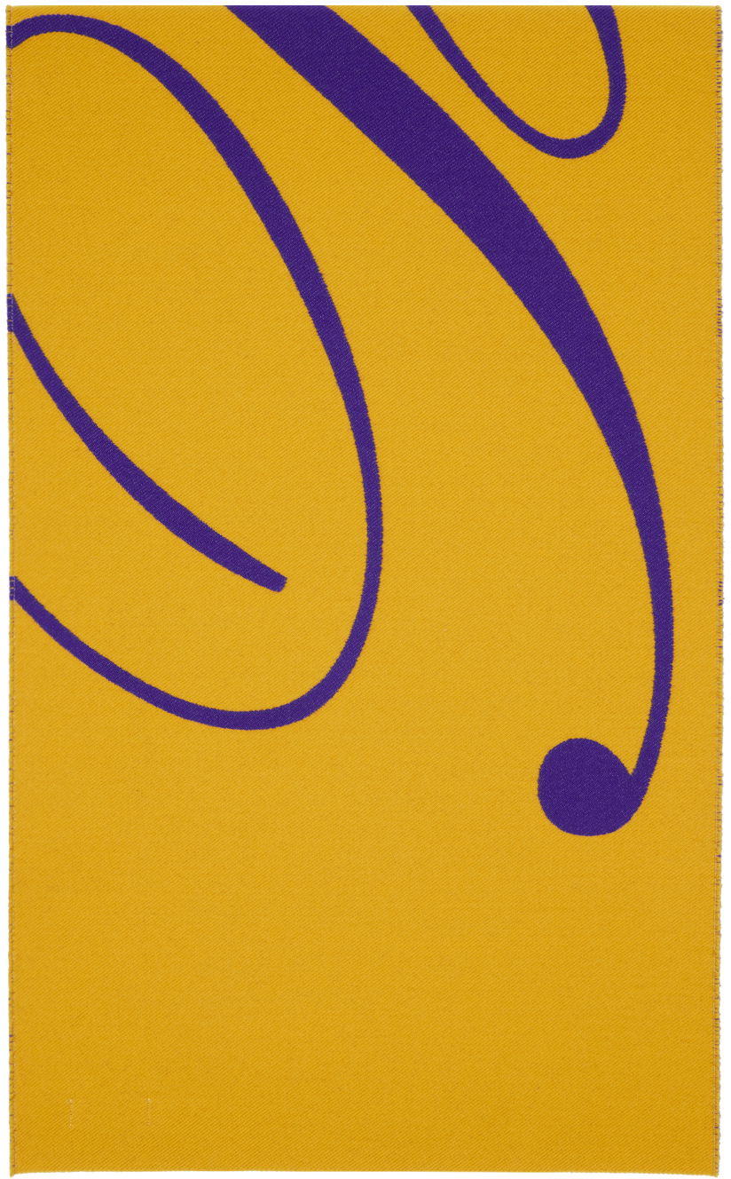 Logo Wool Silk Scarf Yellow / Purple