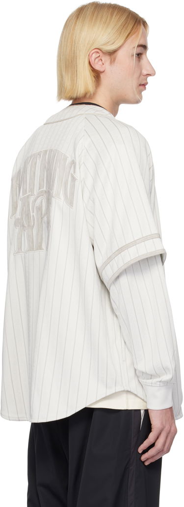 Košeľa BAPE Striped Long Sleeve Baseball Shirt Biela | 001SHK801303M, 2