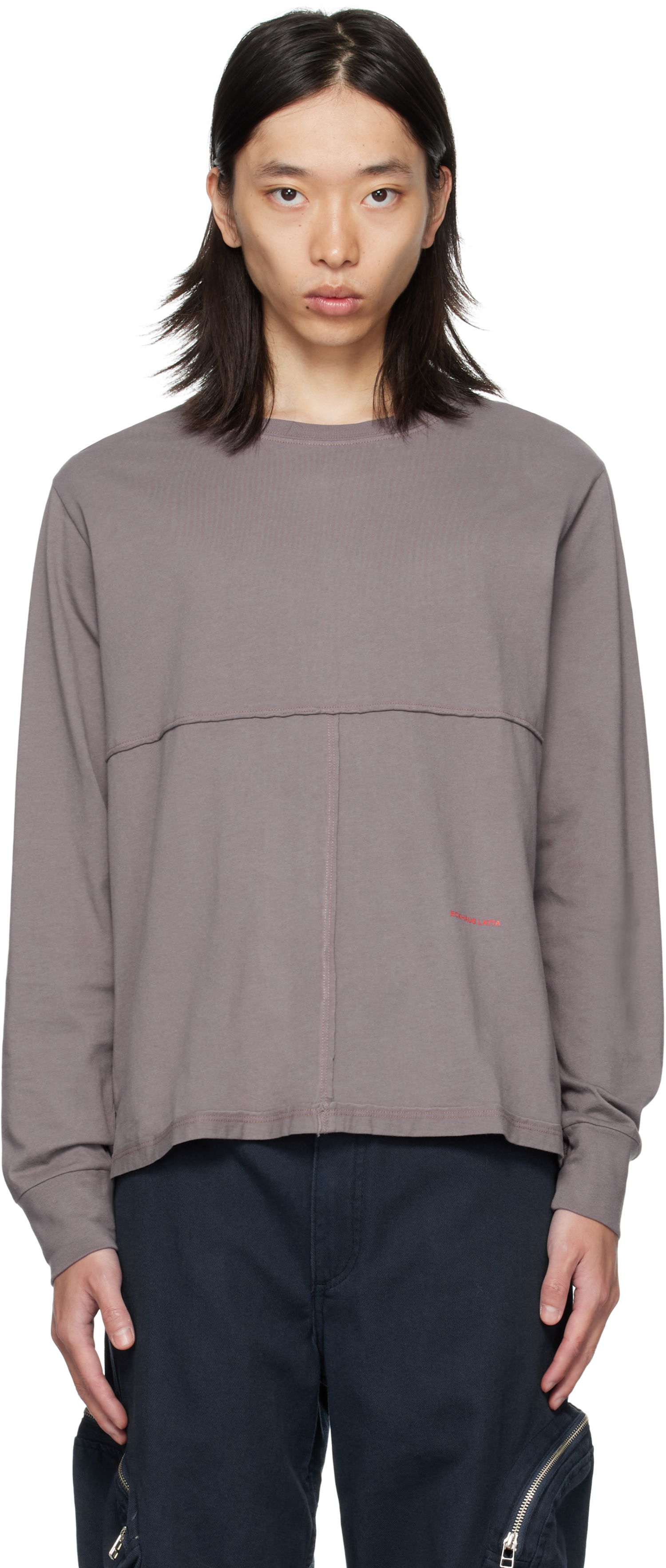 Tričko Eckhaus Latta Eckhaus Latta Lapped Long Sleeve T-Shirt Šedá | 302-EL-PF25-SK, 0