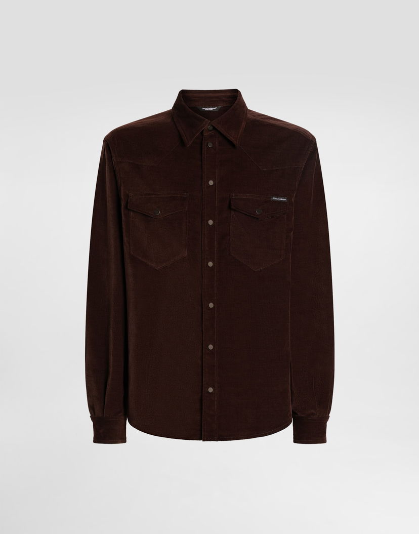 Košeľa Dolce & Gabbana Dolce & Gabbana Men's Fine-wale Corduroy Shirt Hnedá | G5MA1TGJ589R5515